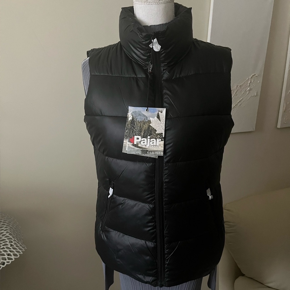 Pajar Felicity Black Quilted Zip Front Puffer Vest size XS NWT